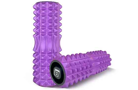 Масажний ролик EasyFit Grid Roller 33 см v.1.2 із заглушками з обох сторін (фіолетовий) Коломыя