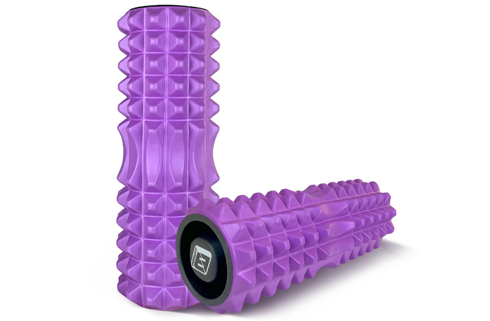 Масажний ролик EasyFit Grid Roller 33 см v.1.2 із заглушками з обох сторін (фіолетовий) Коломыя - изображение 4