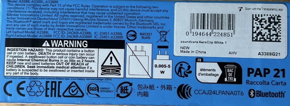 Bluetooth-гарнитура Anker SoundCore AeroClip White (A3388G21) Харьков - изображение 5