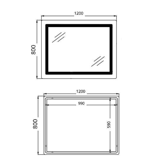 Дзеркало Qtap Cardinal (CA2) 1200х800 з LED-підсвіткою Touch, з антизапотіванням, з димером, темп. кольору (3000-6500K) Київ