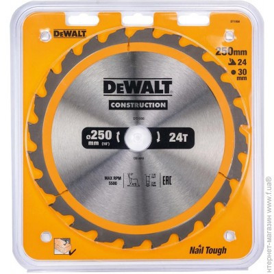 Диск пильний 250 х 30 (24Т) DeWALT DT1956 Київ - фото 2
