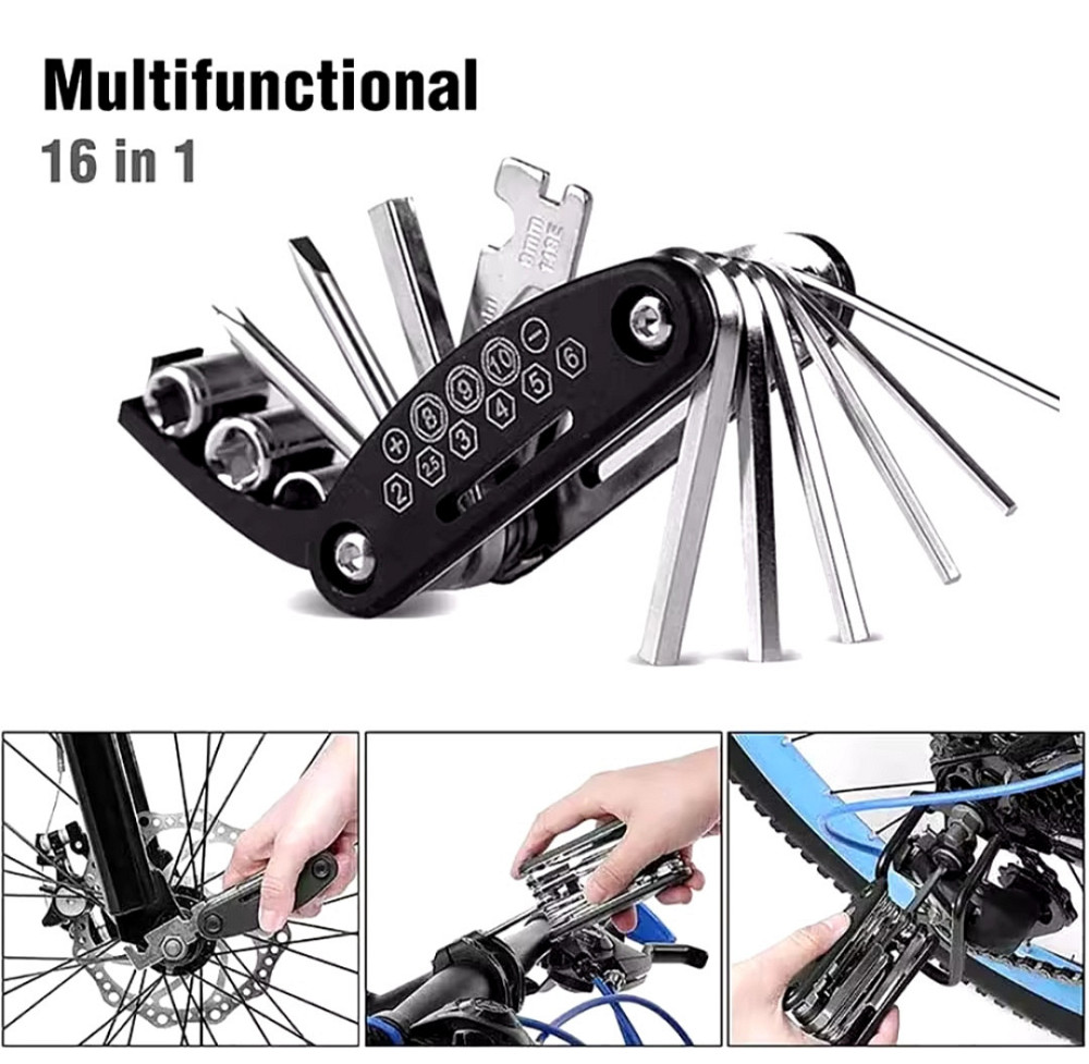 Многофункциональный инструмент 16 в 1 для ремонта велосипеда 9 на 2.5 на 4.5 см Киев - изображение 1