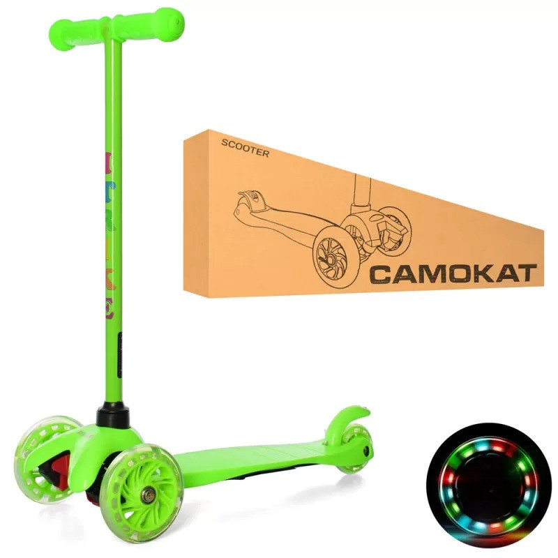 Самокат детский трехколесный iTrike Mini BB 3-013-5-GR со светящимися колесами, Салатовый Каменец-Подольский - изображение 2