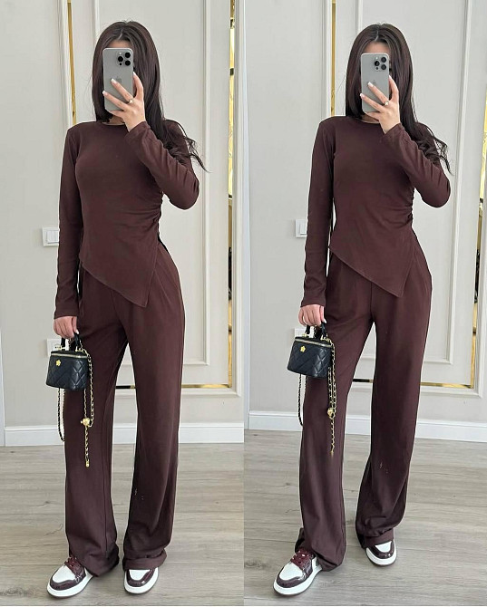 Женский базовый прогулочный костюм двойка: лонгслив и штаны вискоза Одесса - изображение 3