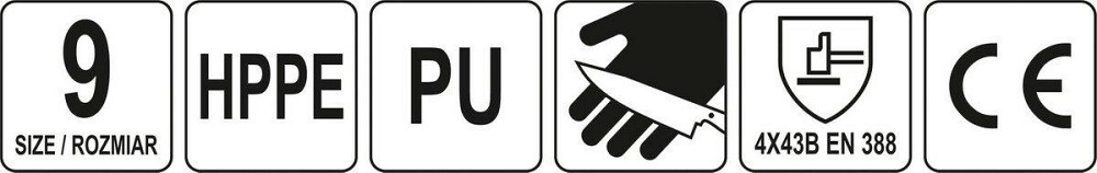 Рукавиці робочі захисні від порізів (HPPE) YATO покриті чорним поліуретаном, розмір 9 [12/120] Одесса - изображение 4