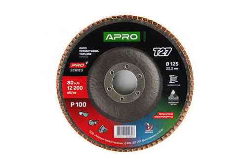Круг пелюстково-торцевий керамічний Р100 прямий 125х22.2 мм (Т27) (КЛТ) APRO PRO Рівне