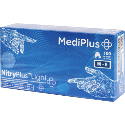 Медичні рукавички MediPlus NitryPlus Light Нітрилові оглядові нестерильні неприпудрені Сині Розмір M 100 шт. (6933265560245) Вінниця - фото 1