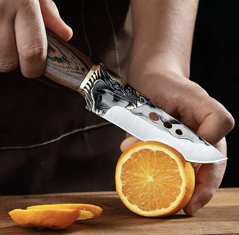 Походний ніж, ніж для полювання, рибацький ніж, ніж для кемпінга та природи, 22,5 см, нержавіюча сталь, коричневий Київ - фото 7