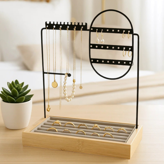 Настольная стойка для украшений,цепочек, браслетов, колец, деревянная, органайзер для драгоценностей и аксессуаров 28х23.3х13.8 см Каменец-Подольский