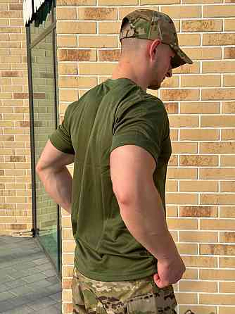 Военная футболка олива ЗСУ, тактическая боевая футболка Coolmax, качественная мужская летняя футболка Львов