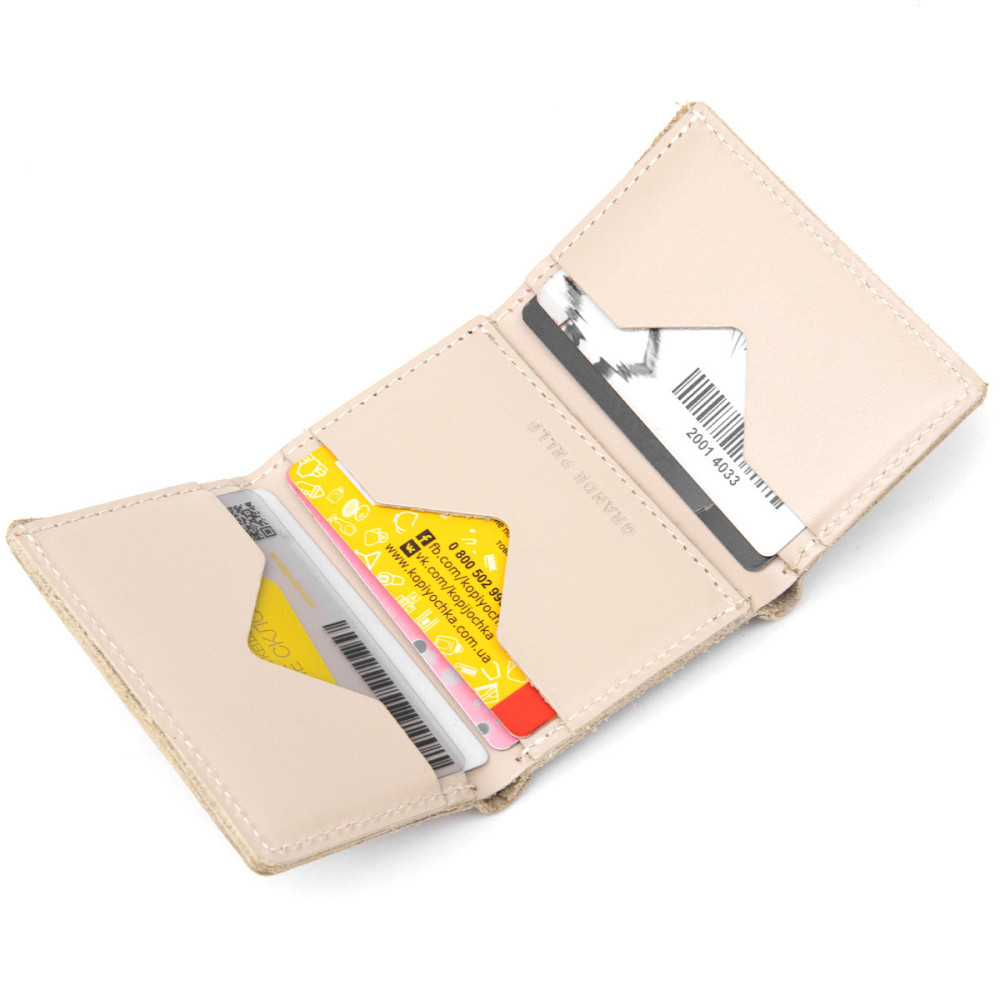 Небольшое портмоне унисекс GRANDE PELLE 11465 Бежевый Киев - изображение 6