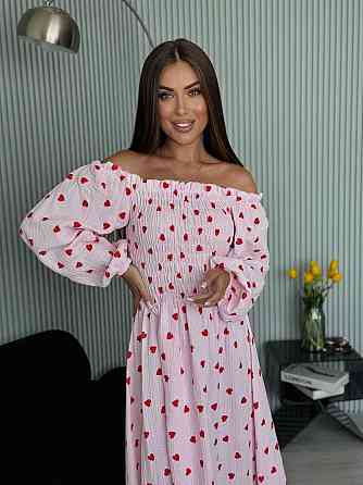 Жіноче романтичне легке максіплаття із серцем муслін 100% бавовна Рожевий, 46/48 Одеса