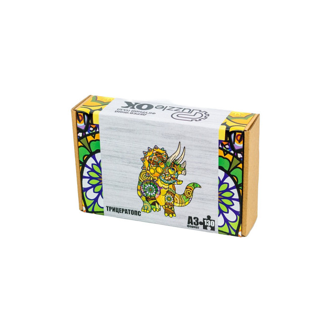 Фігурний дерев'яний пазл A3 "Трицератопс" PuzA3-00903, 130 елементів Вінниця - фото 1