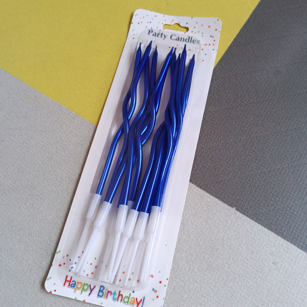 Свічки для торта "хвилясті" 12 шт. сині блиск Київ - фото 1
