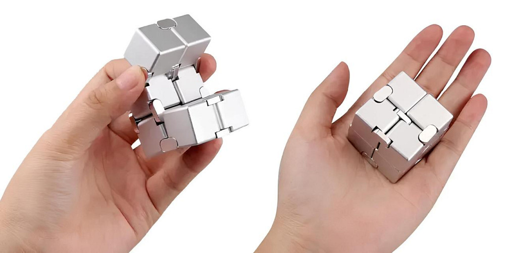 Бесконечный кубик RESTEQ, антистресс Infinity Cube 38 мм. Игрушка-антистресс из алюминиевого сплава Киев - изображение 6