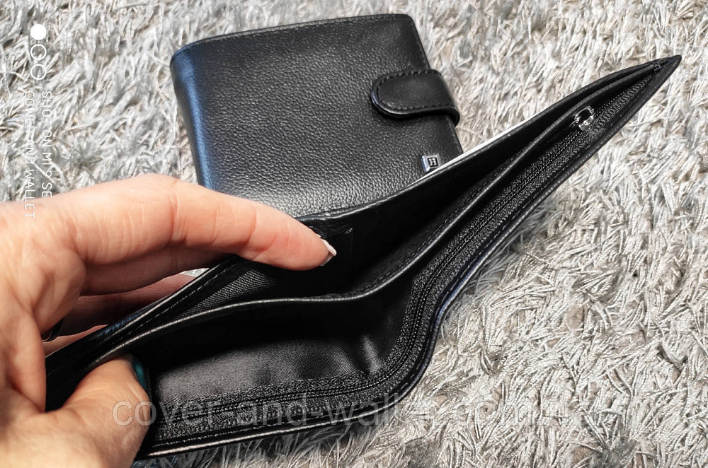 Мужской кожаный кошелёк с зажимом на кнопке Hassion Киев - изображение 6