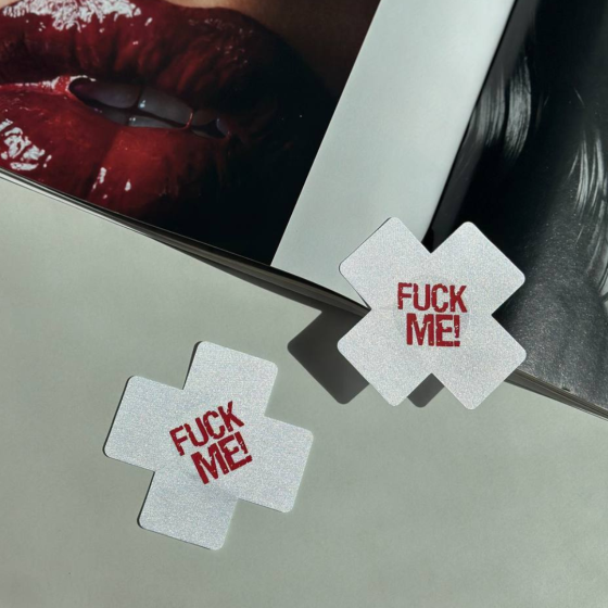 Накладка на груди Стікіні Fuck me пестиси Наклейка прикраса для сосків з написом червона Одеса