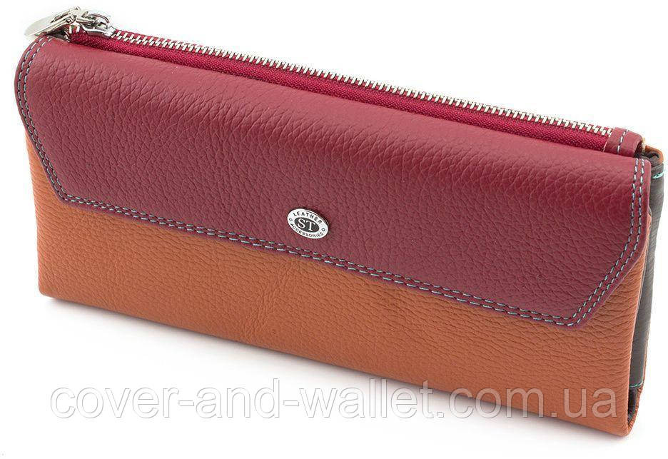 Тонкий женский кожаный кошелек купюрник оранжевого цвета SB 42 Киев - изображение 7