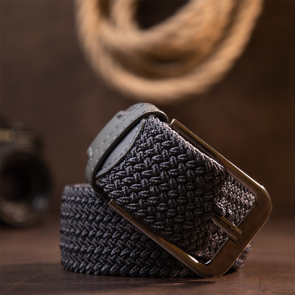 Текстильный ремень мужской классика Vintage 20518 Серый Киев - изображение 1