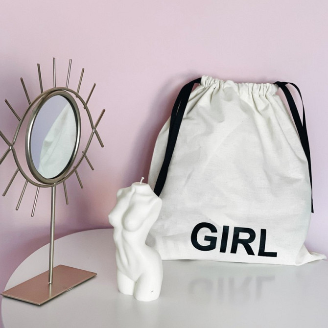 Мішок бавовняний для речей 30х35 см Girl (Бежевий) Суми - фото 1
