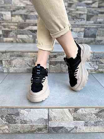 RONE Кросівки жіночі RONE 019 капучіно/чорні (весна-осінь, шкіра+замша натуральна) (2676) Коломыя