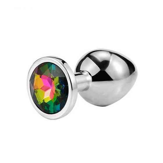 Стальная анальная пробка с кристаллом Rainbow - 3.2x8.2 (см) – Анальные игрушки Винница