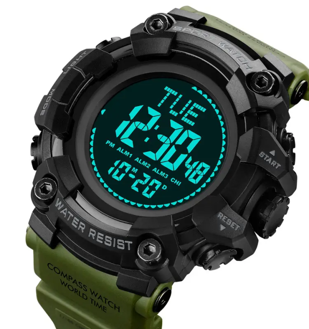 Чоловічий спортивний годинник Skmei 2037 з компасом (Зелений) Вінниця - фото 4