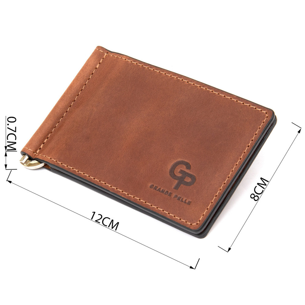 Мужской кожаный винтажный зажим Коричневый (GRANDE PELLE) Киев - изображение 7