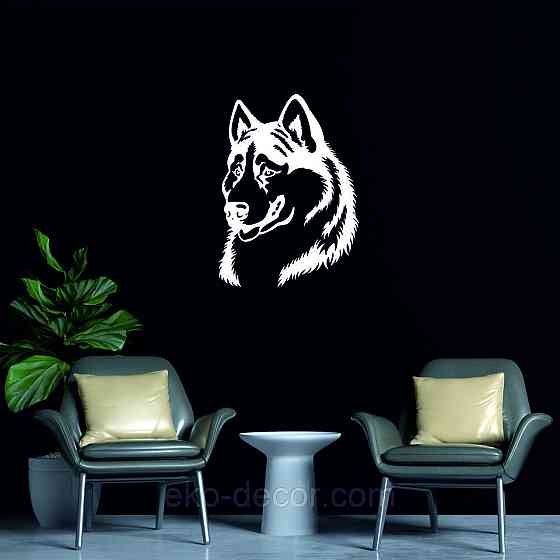 Декоративне настінне Панно «Хаскі», Декор на стіну 110*80 см, Білий Київ