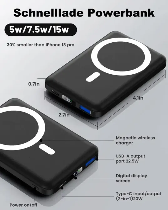 Магнітний павербанк YAGOPAL KT-D007 10000 mAh (MagSafe) Луцк - изображение 3