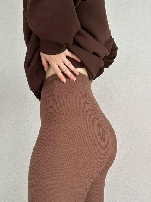 Женские теплые лосины в рубчик Мокко 46/48 Харьков - изображение 2