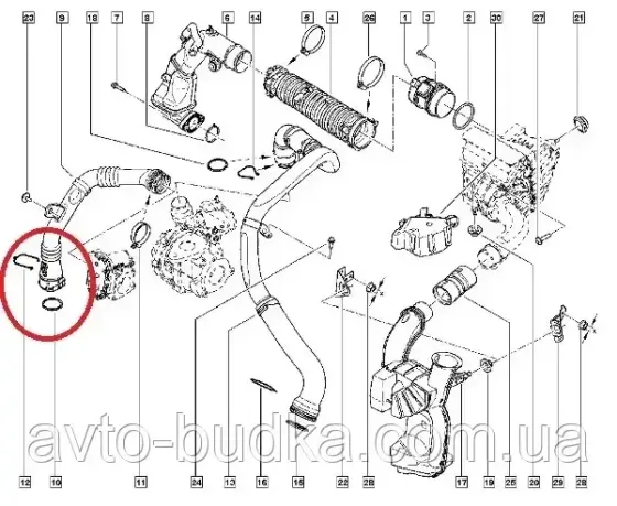Ущільнювальне кільце патрубка інтеркулера (нижнє) на Renault Fluence двигун 1.5dCi - UCEL 15133 Новый Роздол