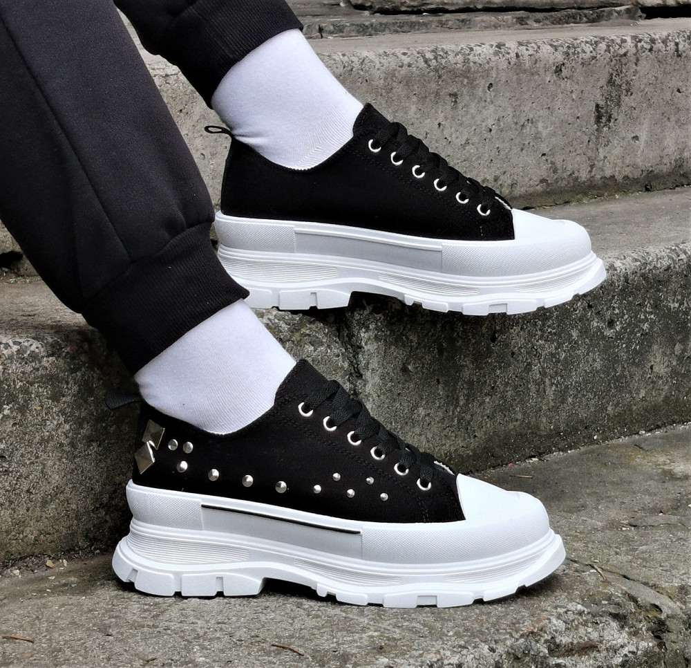 Женские Кроссовки Кеды на Танкетке Чёрные Слипоны Мокасины на Платформе (размеры: 37,38,39,40) - 33-1 Днепр - изображение 9