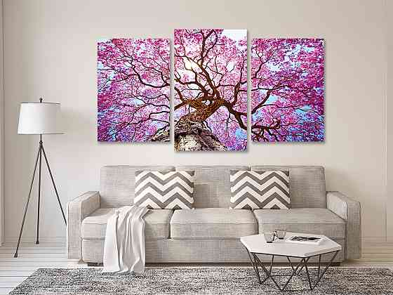 Модульна картина у вітальню/ спальню Дерево Сакура Art-521_3 70x130 см Київ