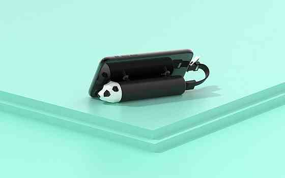 Зовнішній акумулятор Power Pet 4800mAh панда портативний повербанк заряджає 2 пристрої 5V м'який на дотик Київ
