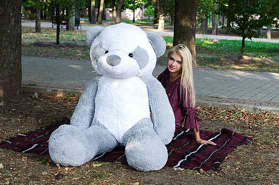 Плюшева Панда 2 метри. Велика Плюшева Панда. Велика М'яка іграшка сіра Плюшева Панда 200 см Тернопіль