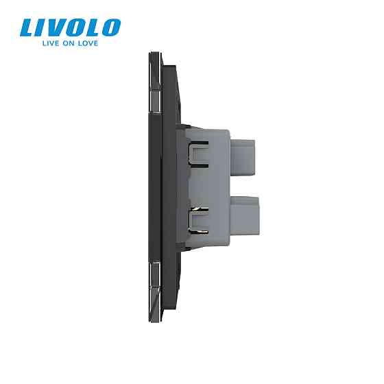 LIVOLO Розетка універсальна 12 стандартів в 1 Livolo чорний скло (VL-C7C1C-12) Київ
