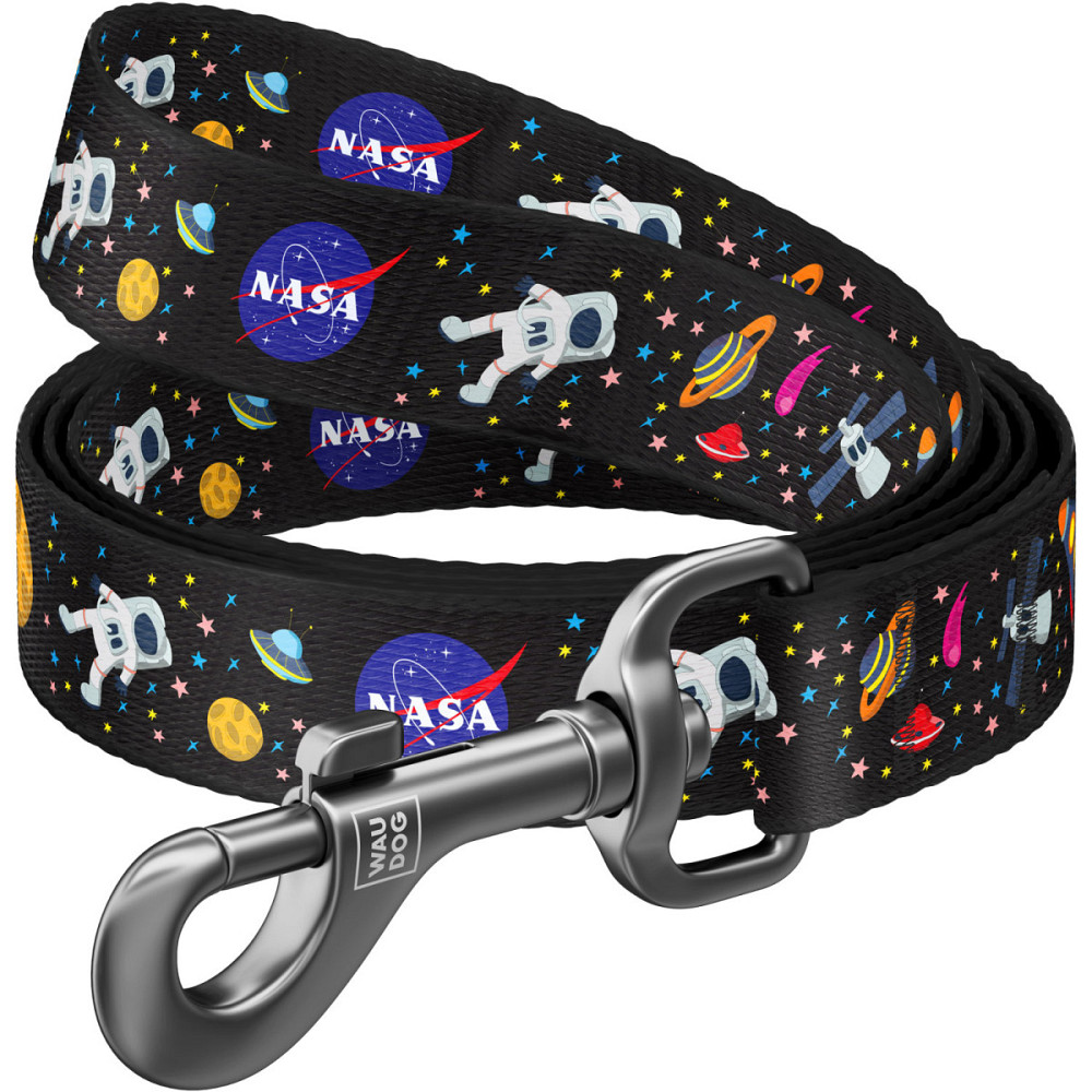Повідок для собак WAUDOG Nylon з принтом «NASA» S (Ширина 15 мм, Довжина 122 см) Луцк - изображение 1