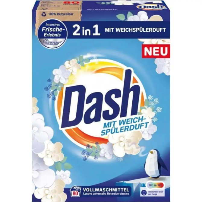 Стиральный порошок Dash 2in1 Vollwaschmittel 4.8 кг 80 циклов стирки Львов - изображение 1