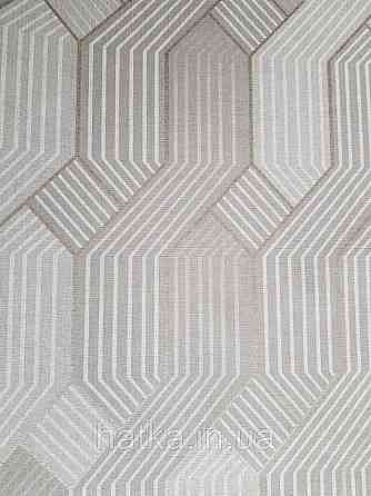 Ообои вінілові на флізелін Decoprint Moments MO22862 геометрія смуги фігури сірі білі срібні Київ