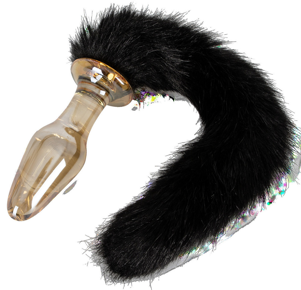 Анальна пробка з хвостиком Glass Plug with Tail Sex Aura Київ - фото 8