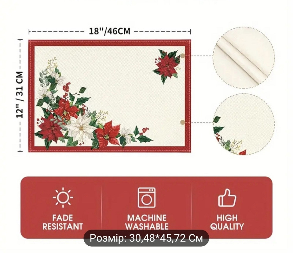 Різдвяна підставка для посуду 4 шт Сміла - фото 3