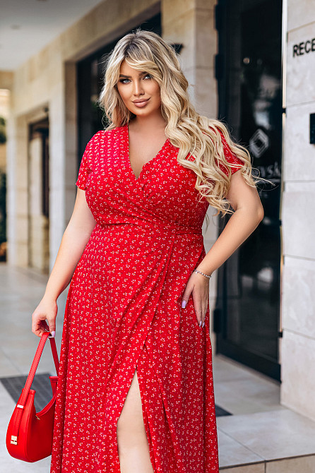 Длинное летнее платье в цветочный принт Bestie 50, Красный Киев - изображение 4