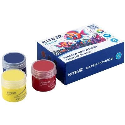 Акриловые краски Kite Creative 6 кольорів, 20 мл (K-271) Винница - изображение 2