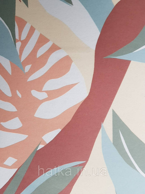 Шпалери вінілові на флізелін Petite Fleur 4 Rasch Texti 288697 на синьому тлі червоні птиці бірюзові квіти Київ - фото 3