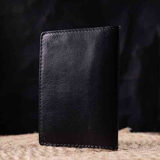 Обкладинка з глянсової шкіри на військовий квиток Чорна (GRANDE PELLE) Київ