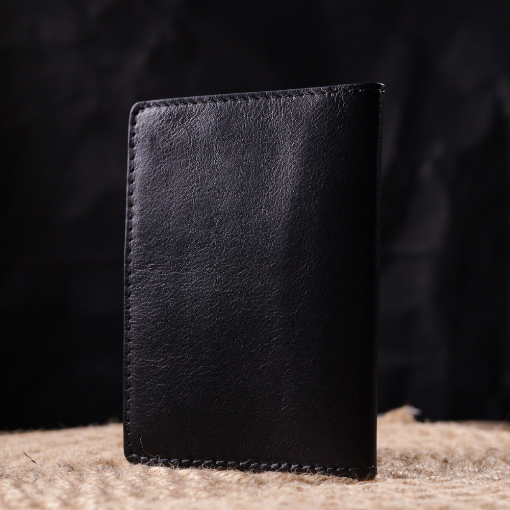 Обложка из глянцевой кожи на военный билет Черная (GRANDE PELLE) Киев - изображение 3