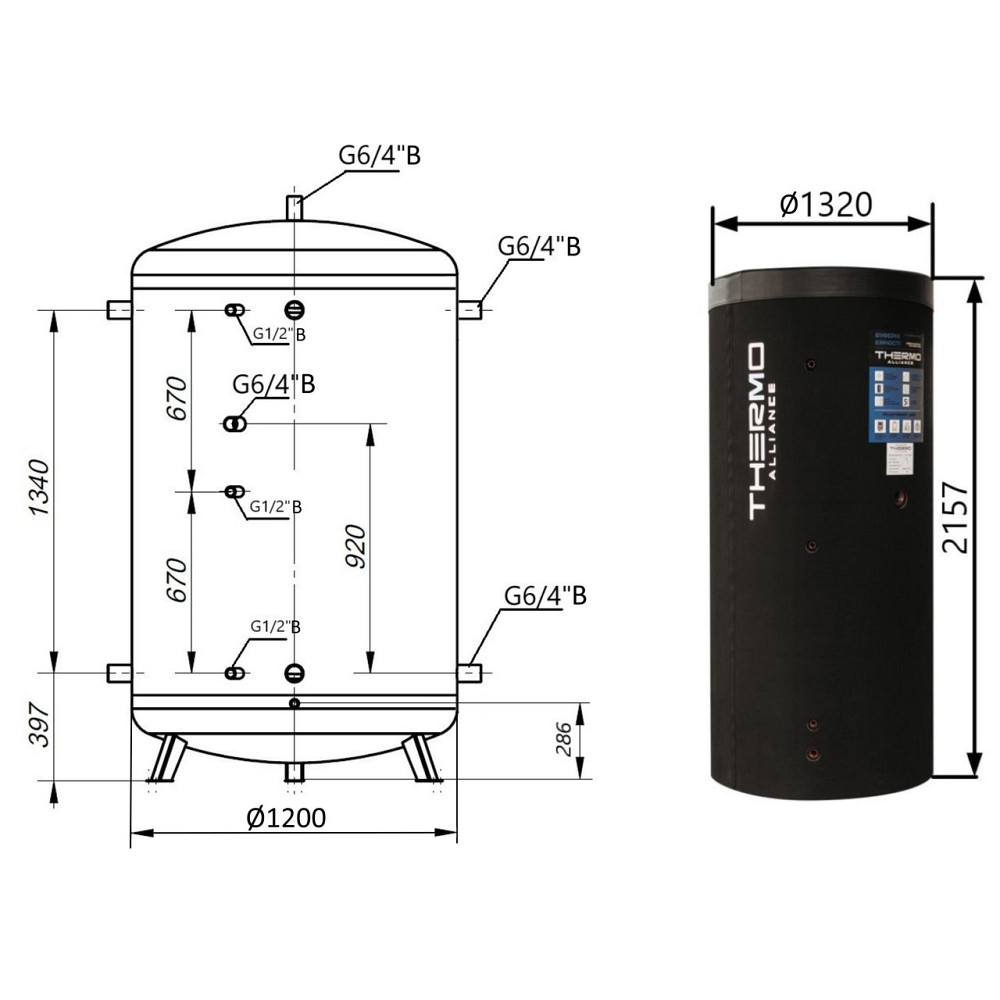 Теплоакумулятор Thermo Alliance TA-TAM-00 2000 60 мм Київ - фото 4