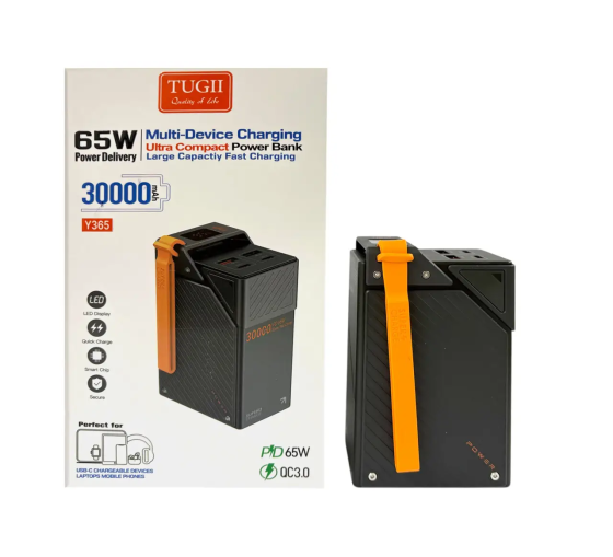 Power Bank TUGII Y365 30000 мАг, 115.5Вт·год, PD 65Вт, QC 22.5Вт, для ноутбука та MacBook Одеса