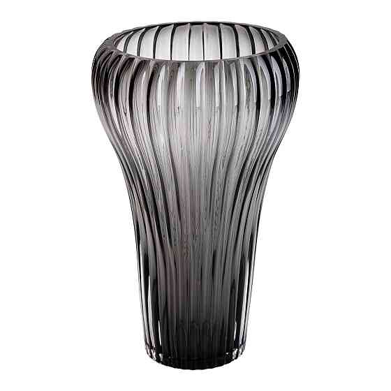 Скляна ваза для квітів, декоративна фігурна, сіра, 27 см HP-1719 Київ